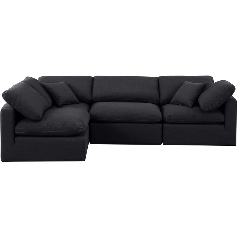 Meridian Indulge Black Linen Textured Fabric Modular Sectional IMAGE 4