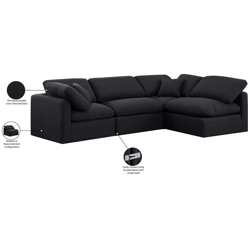 Meridian Indulge Black Linen Textured Fabric Modular Sectional IMAGE 9