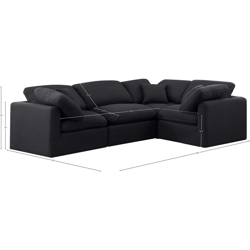 Meridian Indulge Black Linen Textured Fabric Modular Sectional IMAGE 10