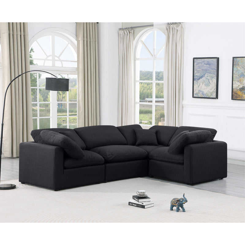Meridian Indulge Black Linen Textured Fabric Modular Sectional IMAGE 2