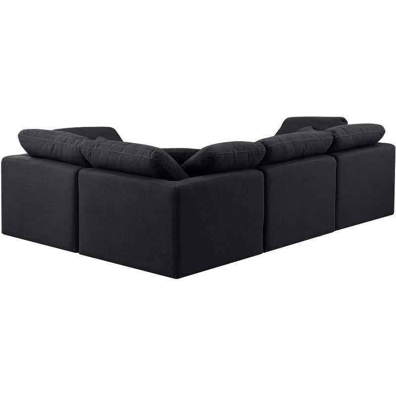 Meridian Indulge Black Linen Textured Fabric Modular Sectional IMAGE 3