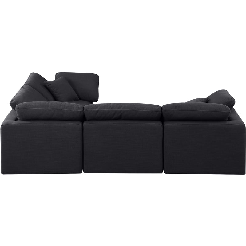 Meridian Indulge Black Linen Textured Fabric Modular Sectional IMAGE 5