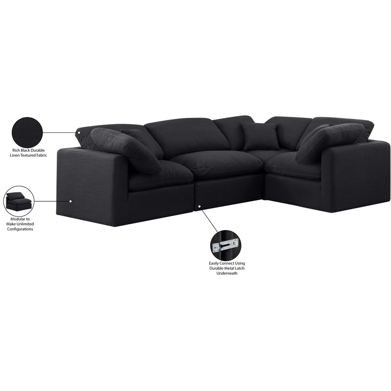 Meridian Indulge Black Linen Textured Fabric Modular Sectional IMAGE 9