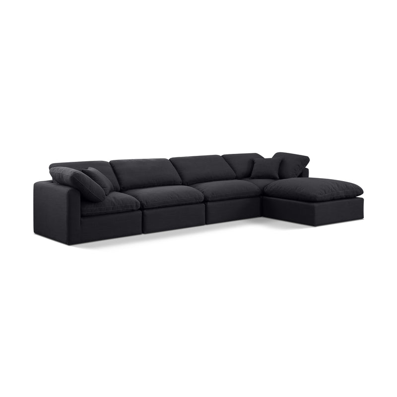Meridian Indulge Black Linen Textured Fabric Modular Sectional IMAGE 1