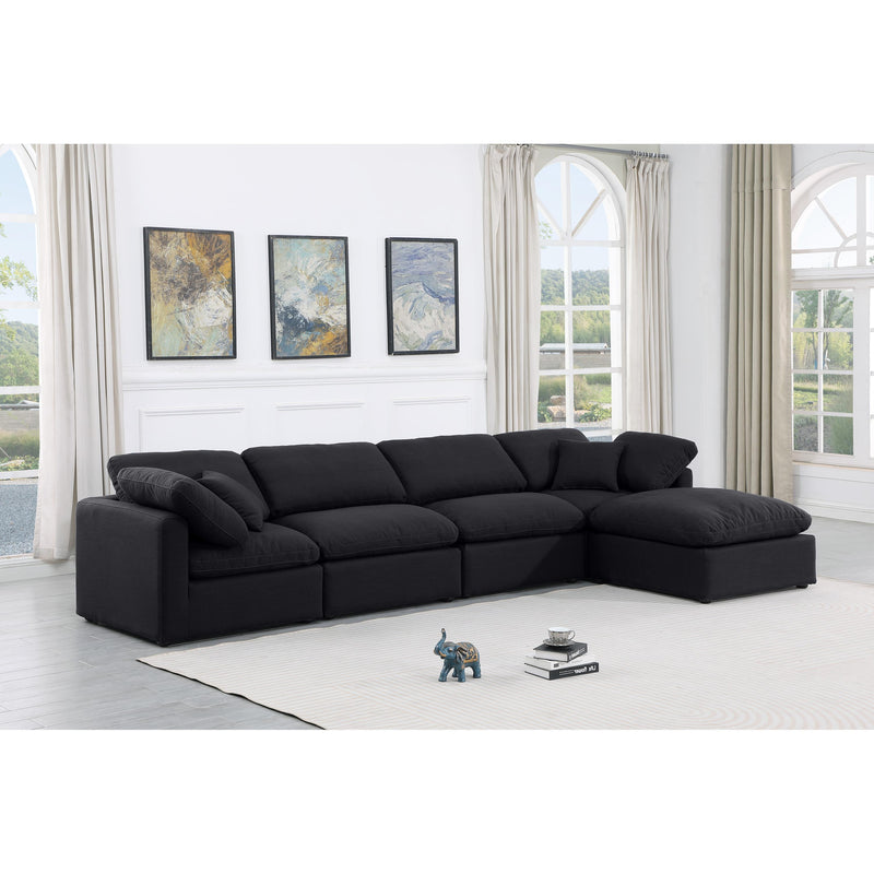 Meridian Indulge Black Linen Textured Fabric Modular Sectional IMAGE 2