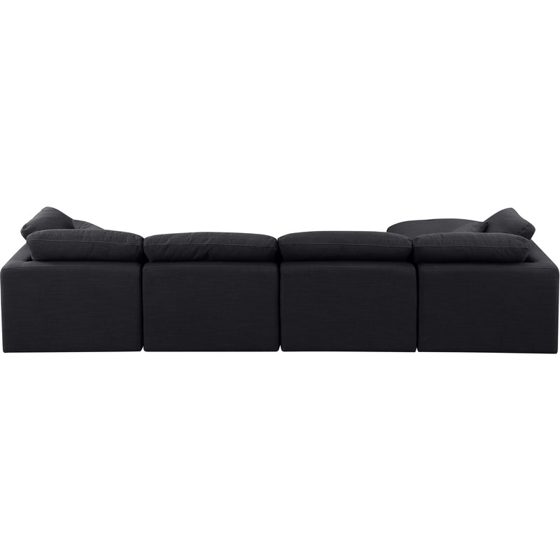Meridian Indulge Black Linen Textured Fabric Modular Sectional IMAGE 3