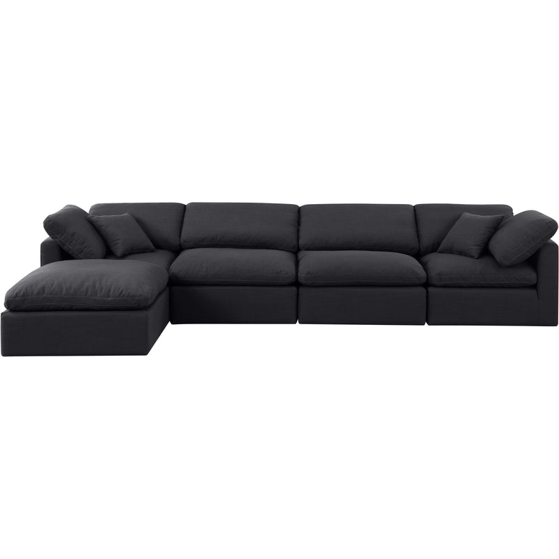 Meridian Indulge Black Linen Textured Fabric Modular Sectional IMAGE 4