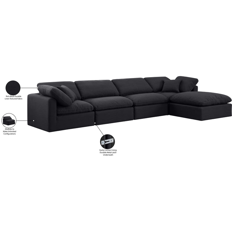 Meridian Indulge Black Linen Textured Fabric Modular Sectional IMAGE 8