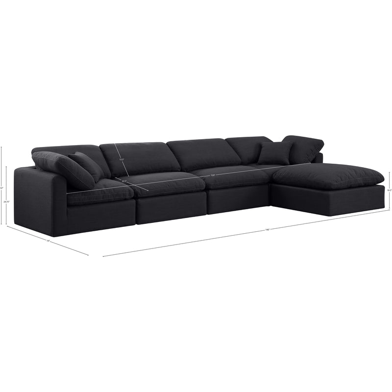 Meridian Indulge Black Linen Textured Fabric Modular Sectional IMAGE 9