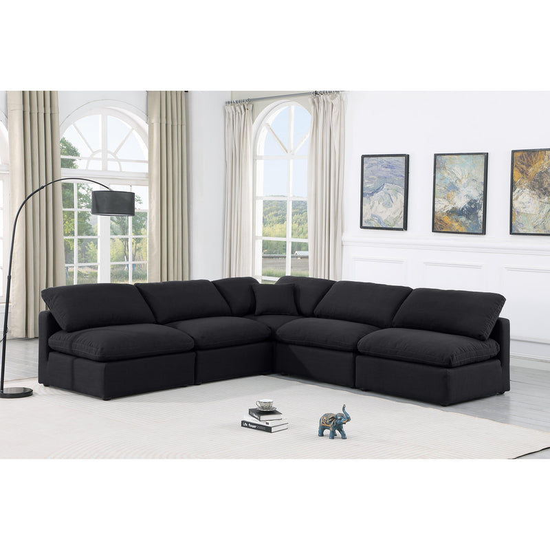 Meridian Indulge Black Linen Textured Fabric Modular Sectional IMAGE 2
