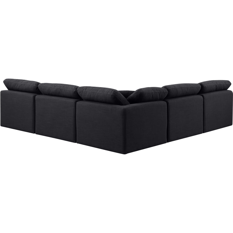 Meridian Indulge Black Linen Textured Fabric Modular Sectional IMAGE 3