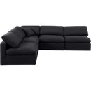 Meridian Indulge Black Linen Textured Fabric Modular Sectional IMAGE 4