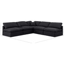 Meridian Indulge Black Linen Textured Fabric Modular Sectional IMAGE 9