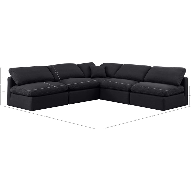 Meridian Indulge Black Linen Textured Fabric Modular Sectional IMAGE 9