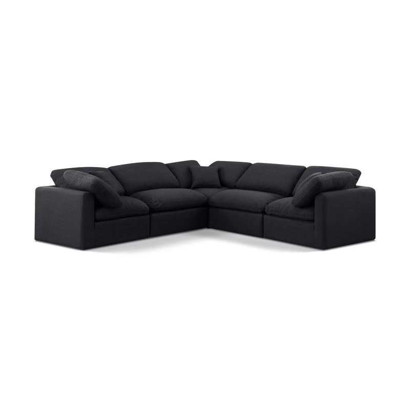Meridian Indulge Black Linen Textured Fabric Modular Sectional IMAGE 1