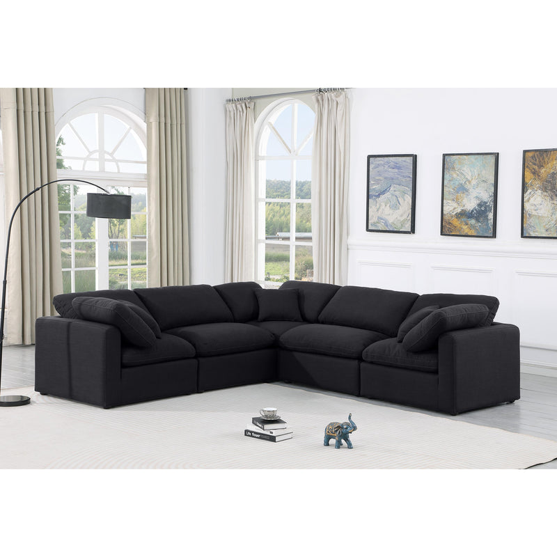 Meridian Indulge Black Linen Textured Fabric Modular Sectional IMAGE 2