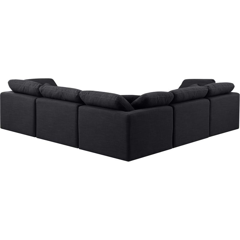Meridian Indulge Black Linen Textured Fabric Modular Sectional IMAGE 3