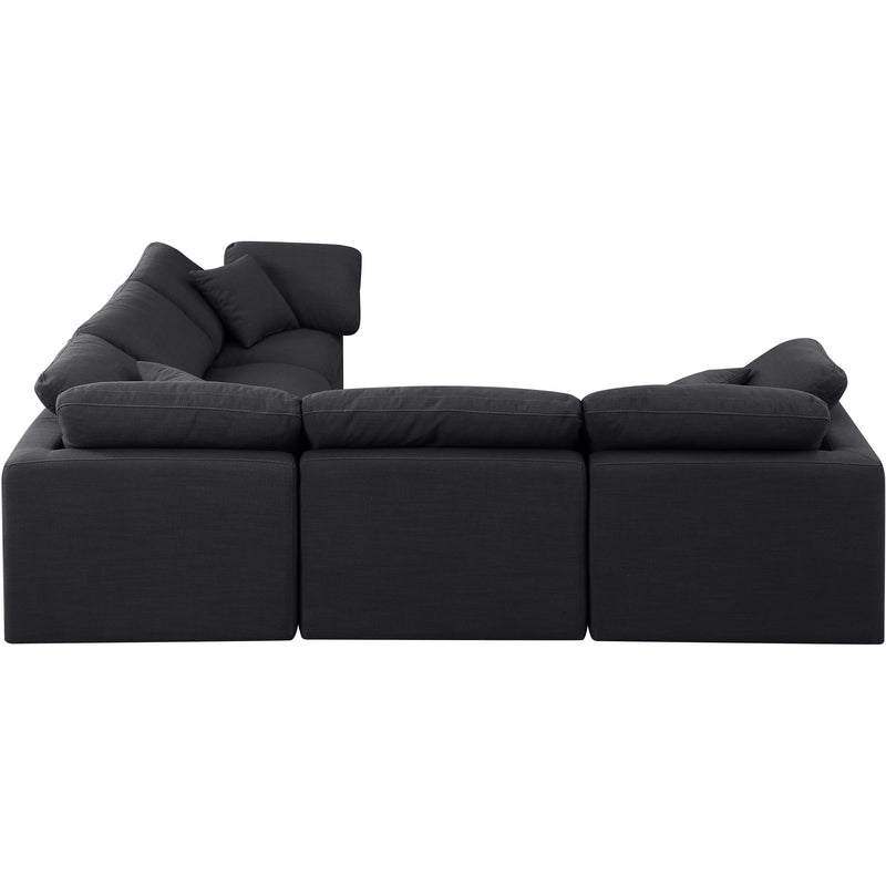 Meridian Indulge Black Linen Textured Fabric Modular Sectional IMAGE 5