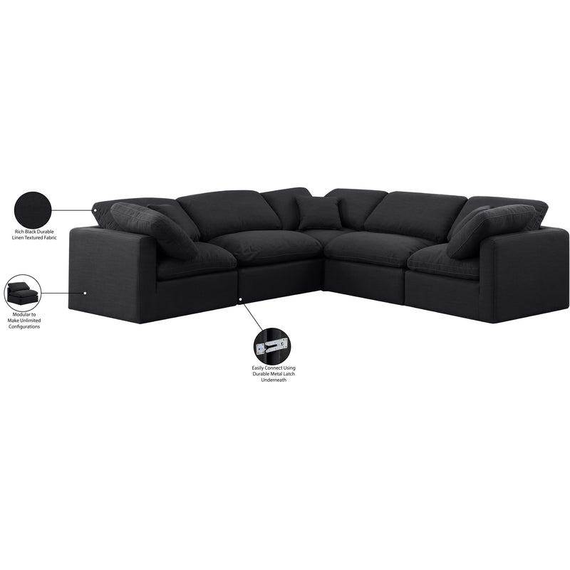 Meridian Indulge Black Linen Textured Fabric Modular Sectional IMAGE 9