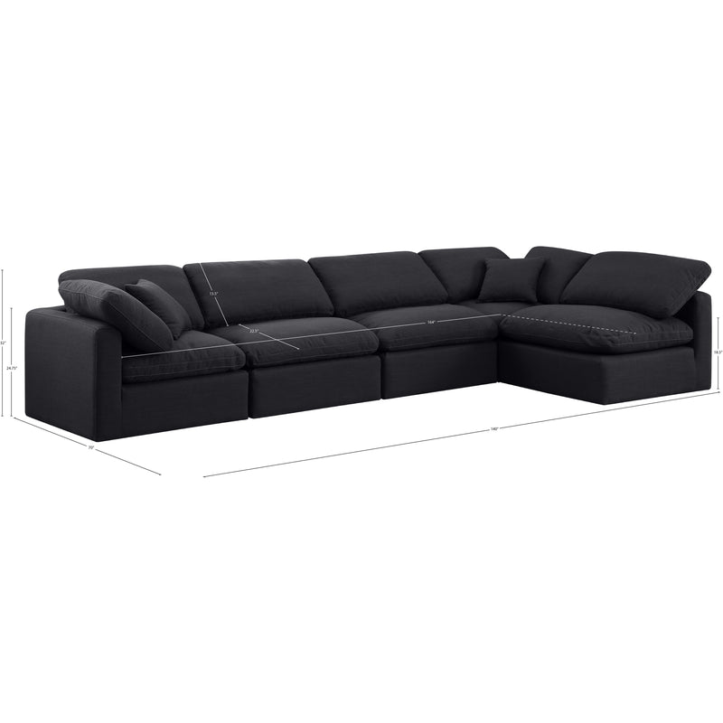 Meridian Indulge Black Linen Textured Fabric Modular Sectional IMAGE 10