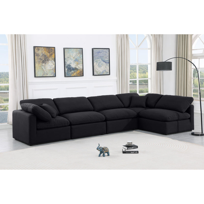 Meridian Indulge Black Linen Textured Fabric Modular Sectional IMAGE 2