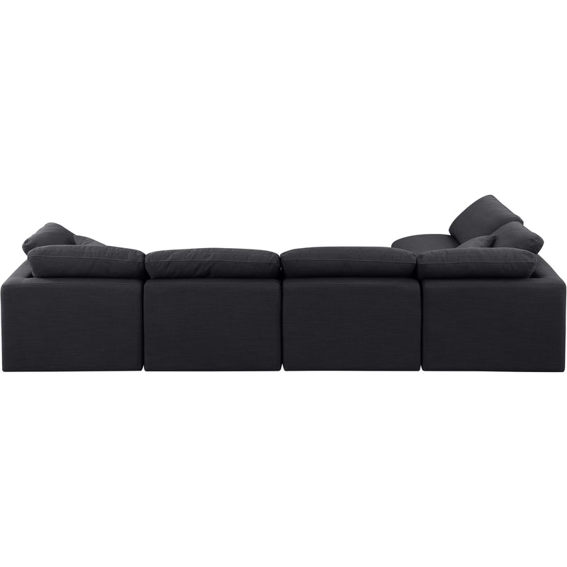 Meridian Indulge Black Linen Textured Fabric Modular Sectional IMAGE 3