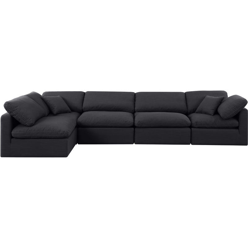 Meridian Indulge Black Linen Textured Fabric Modular Sectional IMAGE 4