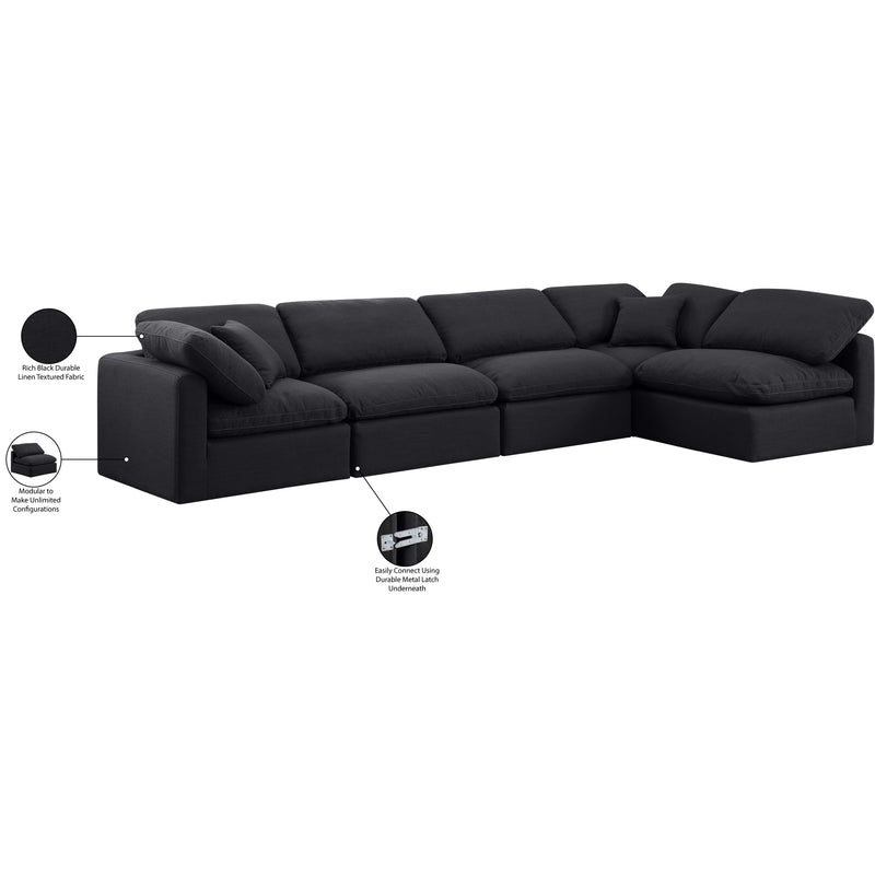 Meridian Indulge Black Linen Textured Fabric Modular Sectional IMAGE 9