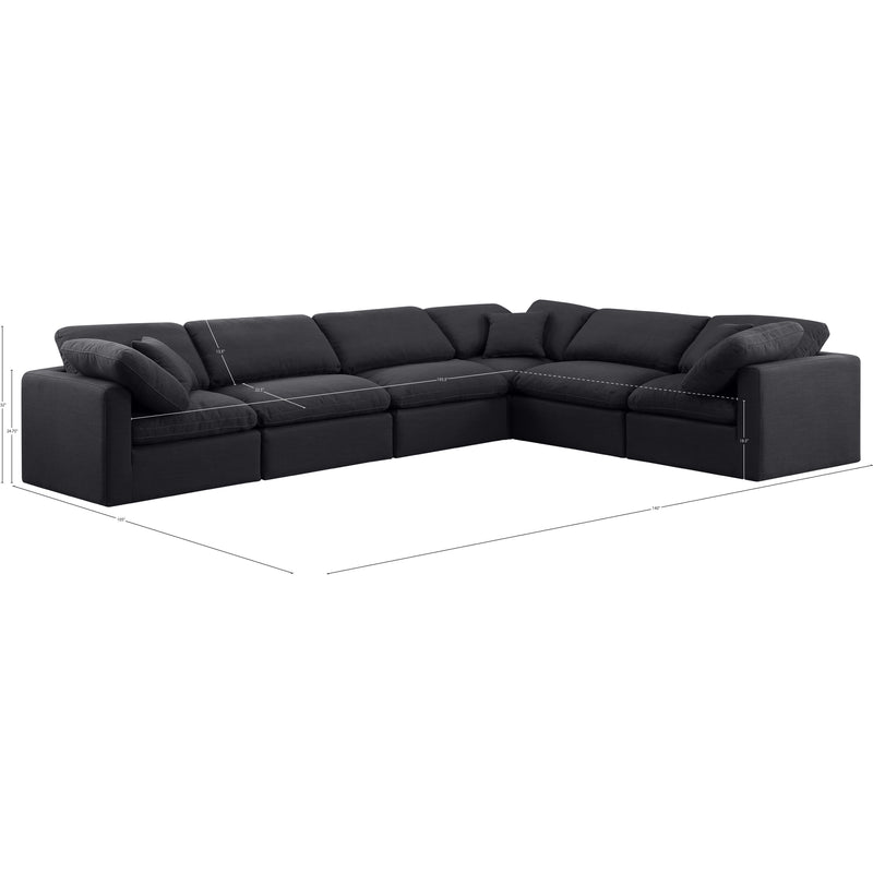 Meridian Indulge Black Linen Textured Fabric Modular Sectional IMAGE 10
