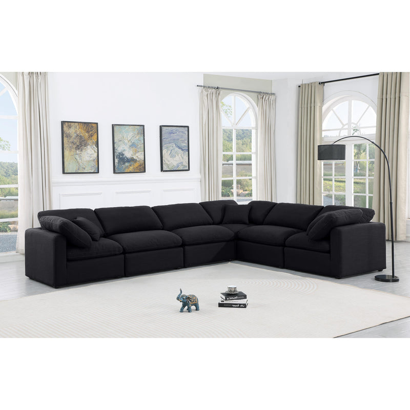 Meridian Indulge Black Linen Textured Fabric Modular Sectional IMAGE 2