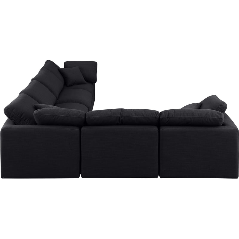 Meridian Indulge Black Linen Textured Fabric Modular Sectional IMAGE 5
