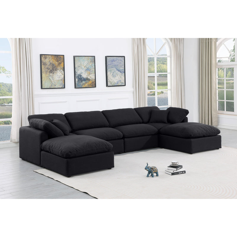 Meridian Indulge Black Linen Textured Fabric Modular Sectional IMAGE 2