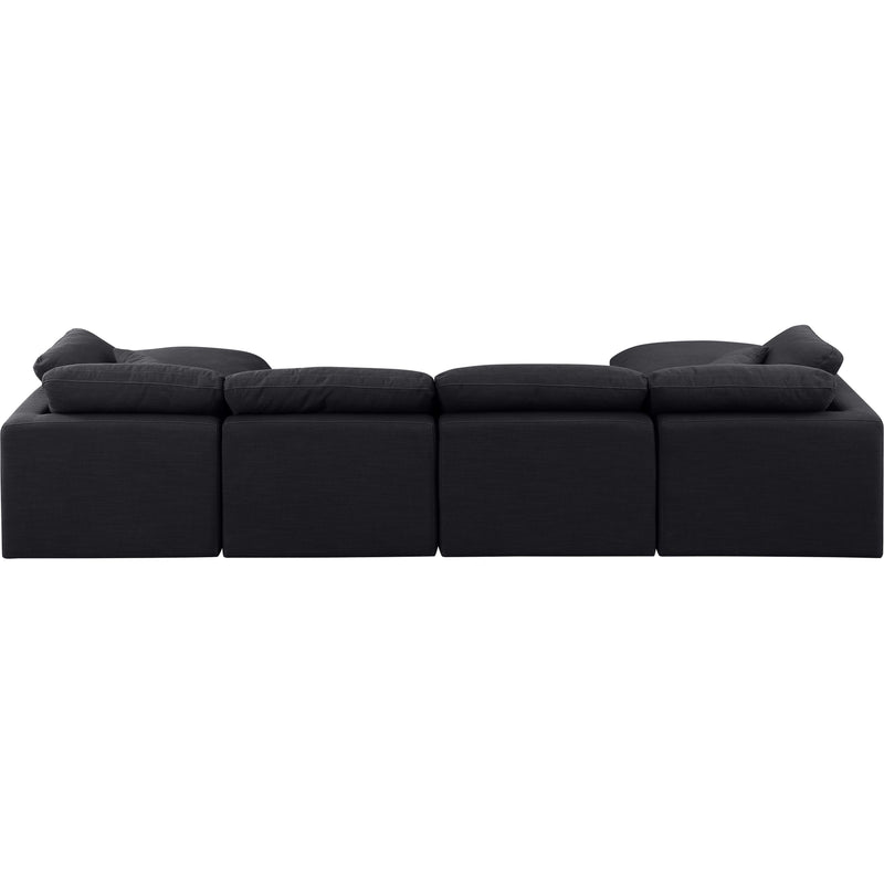 Meridian Indulge Black Linen Textured Fabric Modular Sectional IMAGE 3