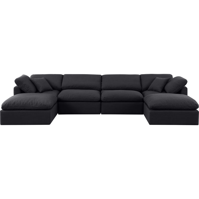 Meridian Indulge Black Linen Textured Fabric Modular Sectional IMAGE 4