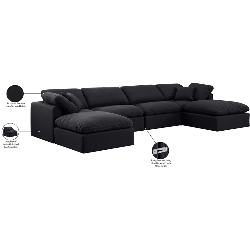 Meridian Indulge Black Linen Textured Fabric Modular Sectional IMAGE 7