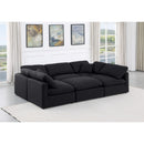 Meridian Indulge Black Linen Textured Fabric Modular Sectional IMAGE 2