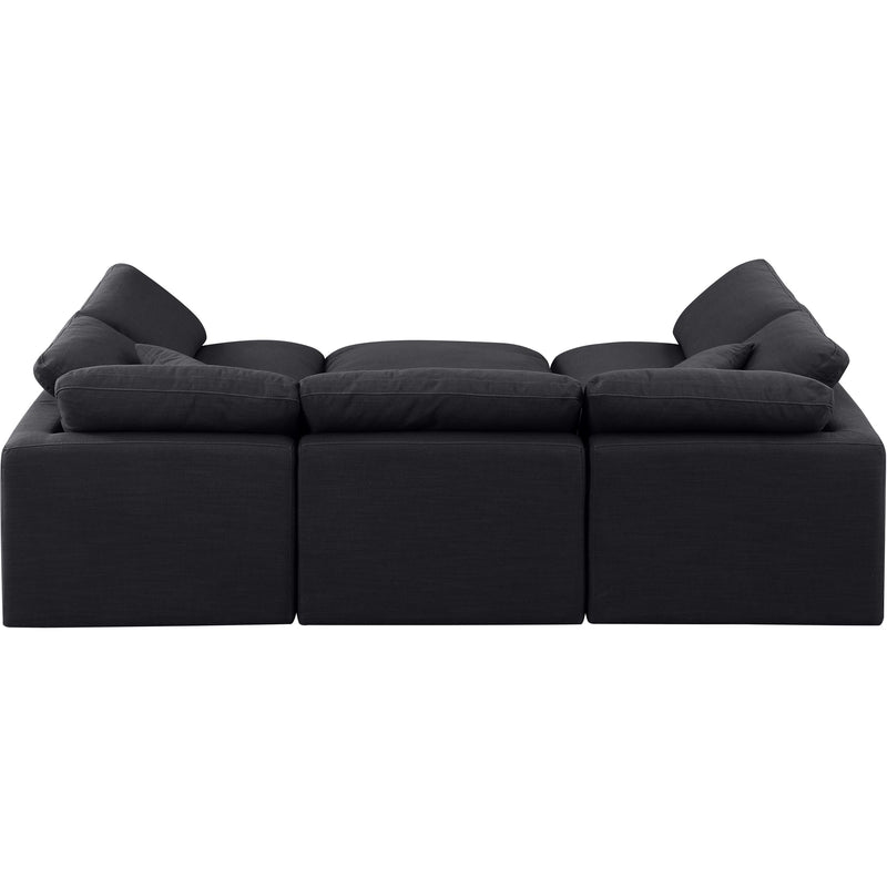 Meridian Indulge Black Linen Textured Fabric Modular Sectional IMAGE 3