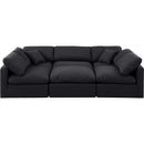 Meridian Indulge Black Linen Textured Fabric Modular Sectional IMAGE 4