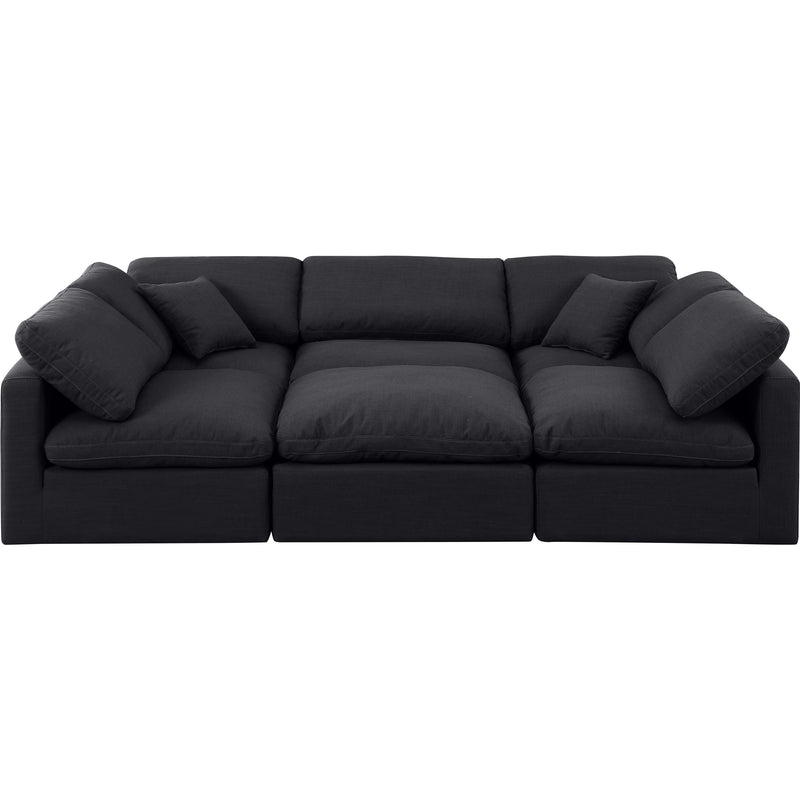 Meridian Indulge Black Linen Textured Fabric Modular Sectional IMAGE 4
