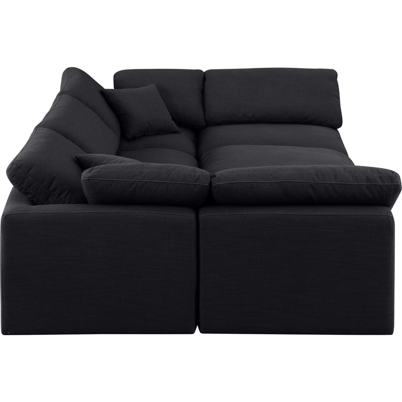 Meridian Indulge Black Linen Textured Fabric Modular Sectional IMAGE 5