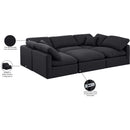 Meridian Indulge Black Linen Textured Fabric Modular Sectional IMAGE 8