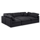 Meridian Indulge Black Linen Textured Fabric Modular Sectional IMAGE 9