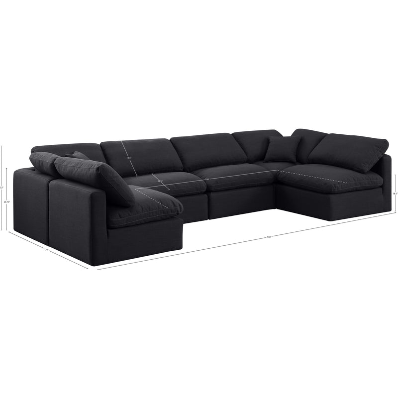 Meridian Indulge Black Linen Textured Fabric Modular Sectional IMAGE 10