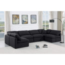 Meridian Indulge Black Linen Textured Fabric Modular Sectional IMAGE 2