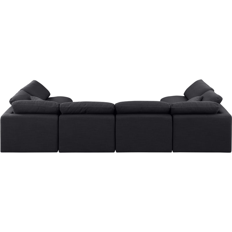 Meridian Indulge Black Linen Textured Fabric Modular Sectional IMAGE 3