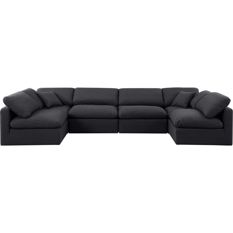 Meridian Indulge Black Linen Textured Fabric Modular Sectional IMAGE 4