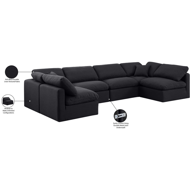 Meridian Indulge Black Linen Textured Fabric Modular Sectional IMAGE 9