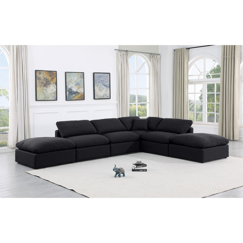 Meridian Indulge Black Linen Textured Fabric Modular Sectional IMAGE 2