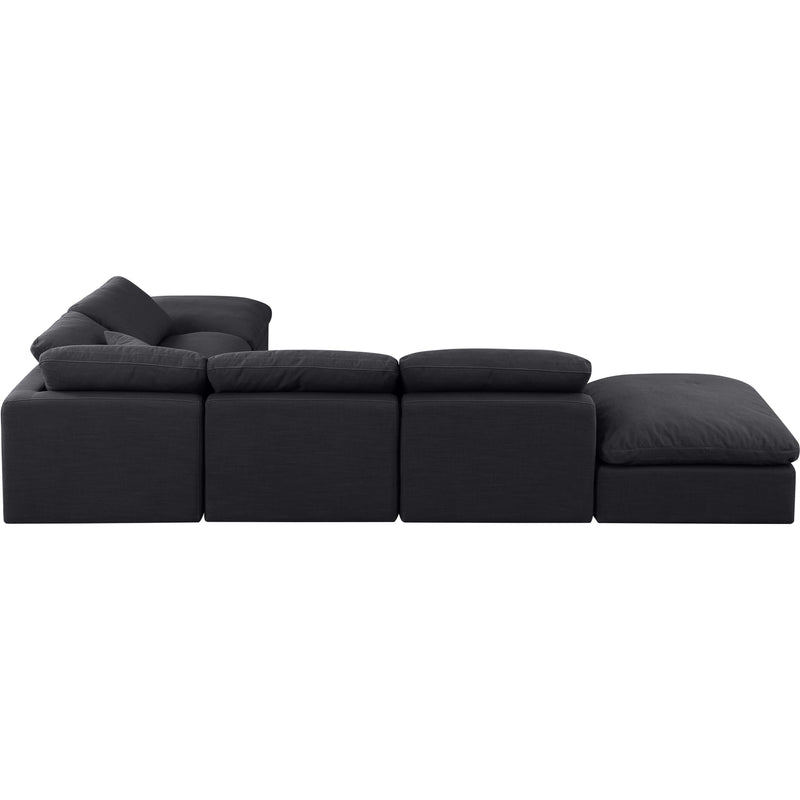 Meridian Indulge Black Linen Textured Fabric Modular Sectional IMAGE 3
