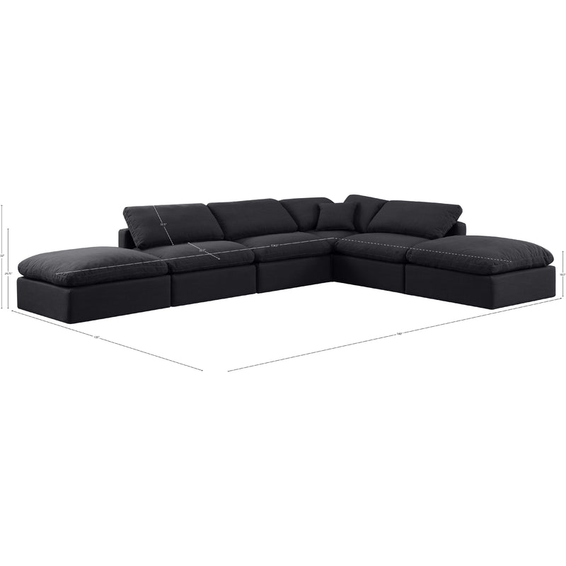 Meridian Indulge Black Linen Textured Fabric Modular Sectional IMAGE 8